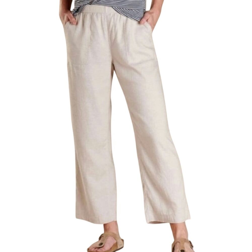 Toad & Co Taj Hemp Blend High Rise Wide Leg Pant Oatmeal Boho Coastal